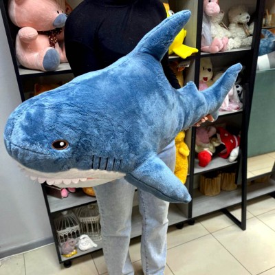Игрушка мягкая Акула синяя 75 см