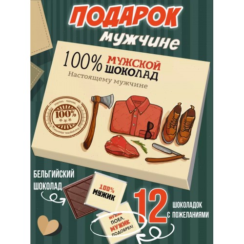 Подарочный набор шоколадный Мужчине 100% мужской шоколад